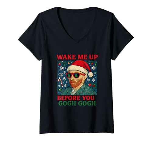 Damen Weihnachts-Van-Gogh-Designs T-Shirt mit V-Ausschnitt Damen Weihnachts-Van-Gogh-Designs T-Shirt mit V-Ausschnitt von Christmas Van Gogh Designs
