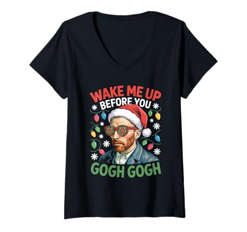 Damen Weihnachts-Van-Gogh-Designs T-Shirt mit V-Ausschnitt Damen Weihnachts-Van-Gogh-Designs T-Shirt mit V-Ausschnitt von Christmas Van Gogh Designs