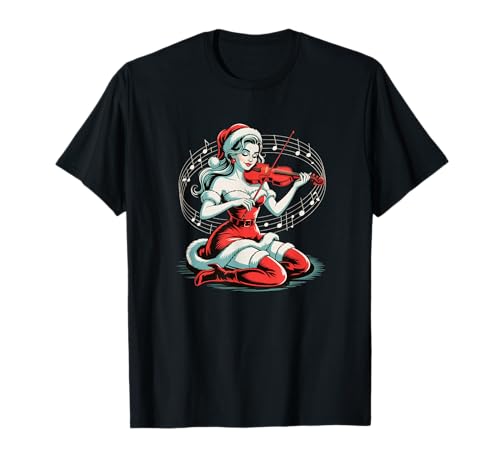 Weihnachten Violine Santa Girl Lustige Musik Retro Urlaub Musik T-Shirt Weihnachten Violine Santa Girl Lustige Musik Retro Urlaub Musik T-Shirt von Christmas Violin Santa Girl Music Retro Pinup Gift