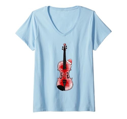 Damen Weihnachtsgeige, Weihnachtsmann, Streichmusiker T-Shirt mit V-Ausschnitt Damen Weihnachtsgeige, Weihnachtsmann, Streichmusiker T-Shirt mit V-Ausschnitt von Christmas Violin Santa Violinist By DoodleRob