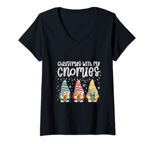 Damen Christmas with My Gnomies Weihnachtselfe Weihnachtsmann T-Shirt mit V-Ausschnitt Damen Christmas with My Gnomies Weihnachtselfe Weihnachtsmann T-Shirt mit V-Ausschnitt von Christmas With My Gnomies