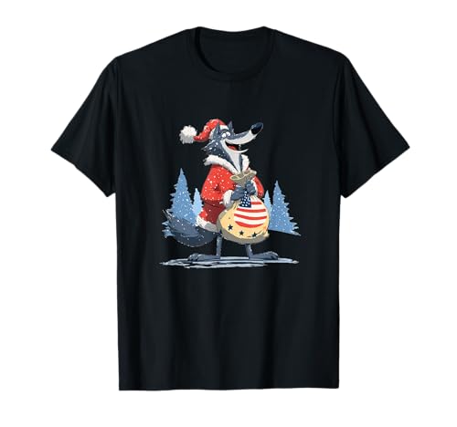 Cartoon Wolf in Weihnachten mit Nikolausbeutel für Jungen und Mädchen T-Shirt Cartoon Wolf in Weihnachten mit Nikolausbeutel für Jungen und Mädchen T-Shirt von Christmas Wolf Outfit
