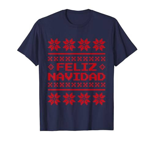 Christmas Xmas Navidad Merch (Men Women Children) Weihnachtspullover Feliz Navidad Pixel Muster Spanisch T-Shirt von Christmas Xmas Navidad Merch (Men Women Children)