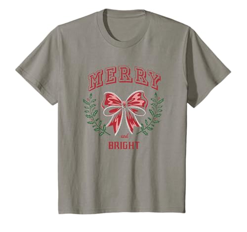 Kinder Weihnachten Merry and Bright Bow T-Shirt von Christmas