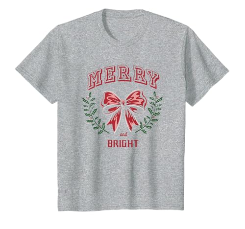 Kinder Weihnachten Merry and Bright Bow T-Shirt von Christmas