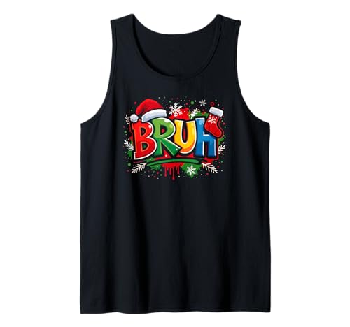 Bruh Frohe Weihnachten Weihnachtsmannmütze Xmas Feiertage Jungen Mädchen Kinder Tank Top von ChristmasAxis1