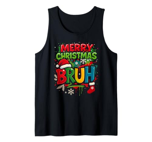Bruh Frohe Weihnachten Weihnachtsmannmütze Xmas Feiertage Jungen Mädchen Kinder Tank Top von ChristmasAxis1