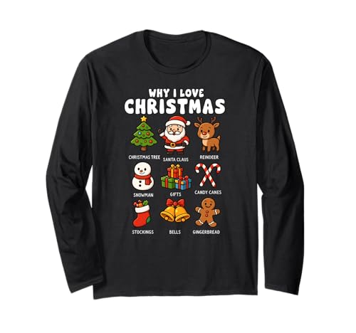 Why I Love Christmas Santa Rentier Schneemann Jungen Mädchen Kinder Langarmshirt von ChristmasAxis1