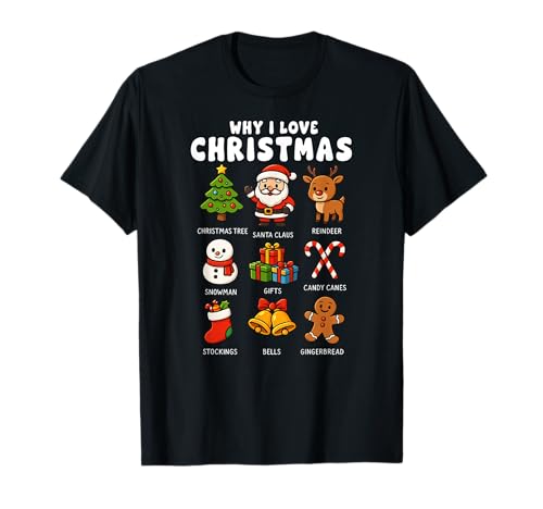 Why I Love Christmas Santa Rentier Schneemann Jungen Mädchen Kinder T-Shirt von ChristmasAxis1