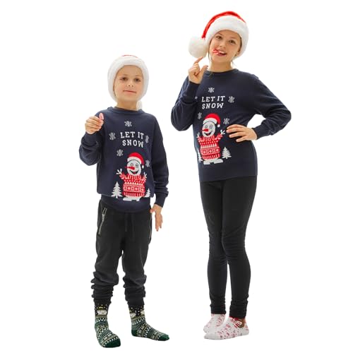 Christmassweats Weihnachtspulli Kinder | Weihnachtspullover Lustig für Jungen & Mädchen | Funny Christmas Sweater | Weihnachts Bekleidung für Kinder | Weihnachtsoutfit Let it Snow von Christmassweats