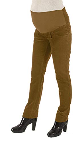 Christoff Damen Cord- Umstandshose Skinny/Slim Fit Umstandsmode Umstandskleidung 131/51 (36, braun) von Christoff