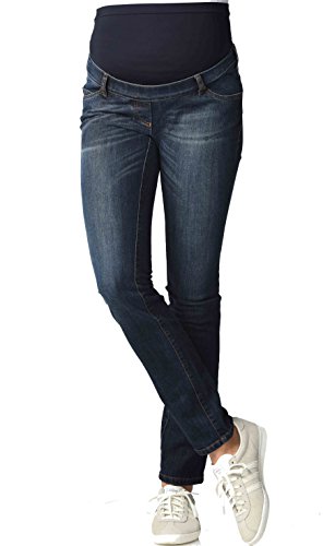 Christoff Damen Schwangerschaftsjeans Umstandshose Basic Five-Pocket-Jeans Röhre - elastisch Slim fit - 102/91/8 - blau - 36 / L34 von Christoff