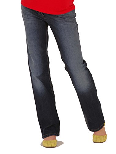 Christoff Damen Umstandshose Schwangerschaftsjeans Five-Pocket-Jeans - gerades Bein Jersey-Bauchband - verstellbare Taille - 409/89 - blau - 36 / L32 von Christoff