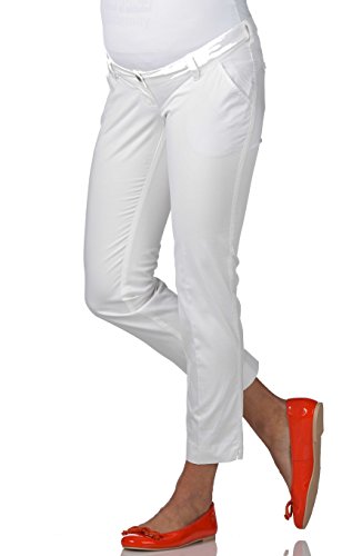 Christoff Feminine Stretch-Chino Hose Schwangerschaftshose Umstandshose - Einschubtaschen gefütterter Bund - gerades Bein - 280/25 - weiß White - Gr. 44 / XXL von Christoff