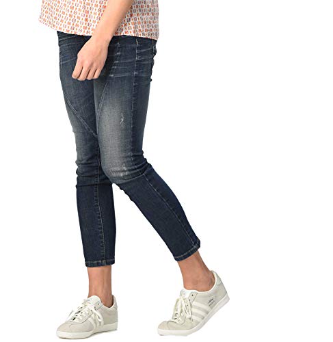 Christoff Schwangerschaftshose Umstandsjeans Five-Pocket-Jeans - Slim - normaler Bund Used-Optik - elastisches Bauchband - 22/94 - blau - 38 / L32 von Christoff
