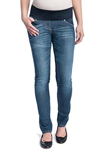 Christoff Schwangerschaftsjeans Umstandshose Five-Pocket-Jeans - Superstretch Skinny Slimfit - elastischer Midbelly-Bauchbund - 100/89 - blau - Gr.34 von Christoff