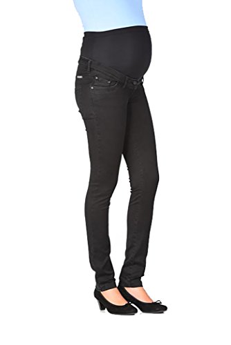 Christoff Schwangerschaftsjeans Umstandshose Straight Leg Five-Pocket-Jeans - tiefer Bund - elastisches weiches Bauchband - 136/71/9 - schwarz - Gr.36 von Christoff