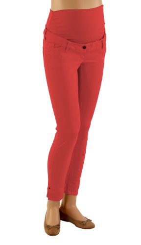 Christoff Umstands-Jeans Skinny Slim hoher Bund Umstandshose Sommerhose 38 Slim Rot von Christoff