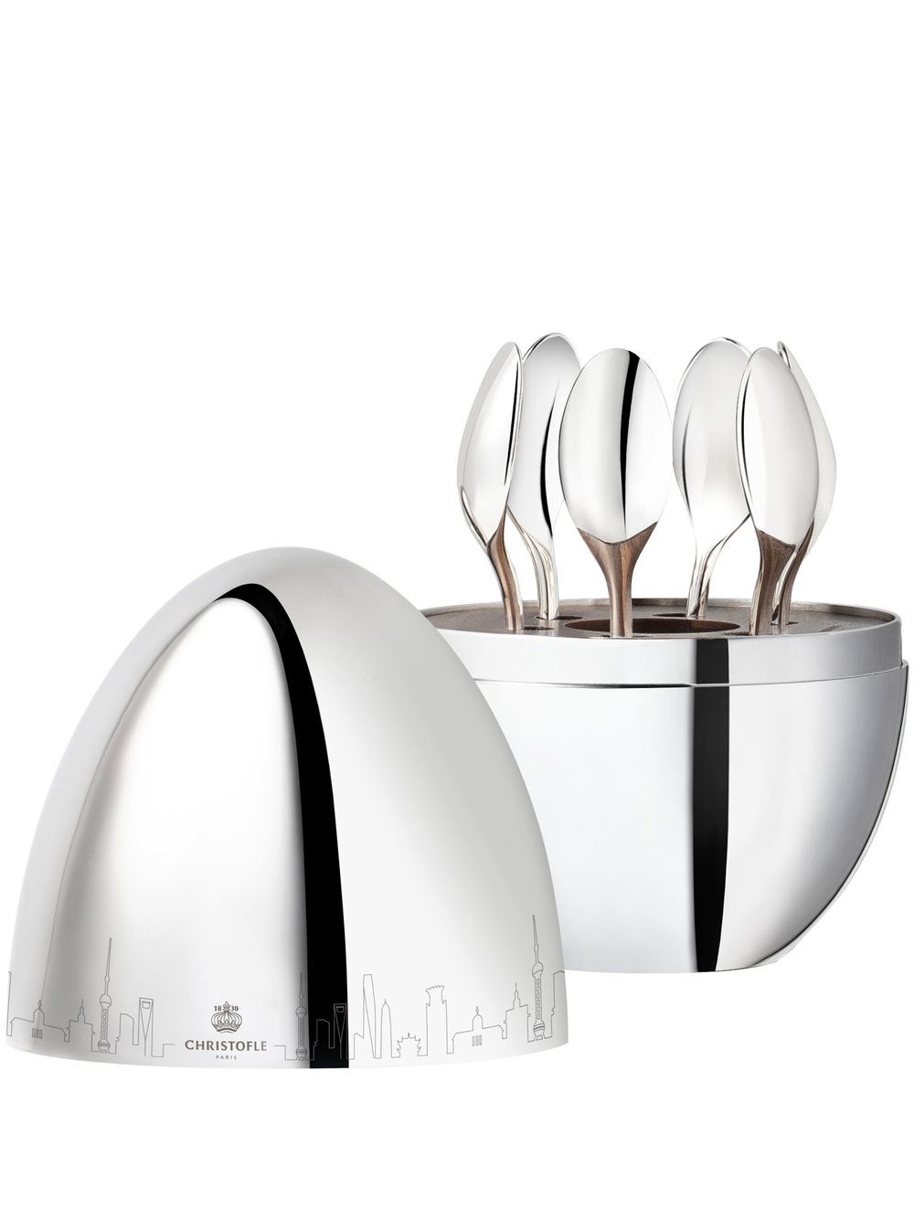 Christofle Shanghai Skyline versilbertes Espressolöffel-Set (für 6 Personen) von Christofle