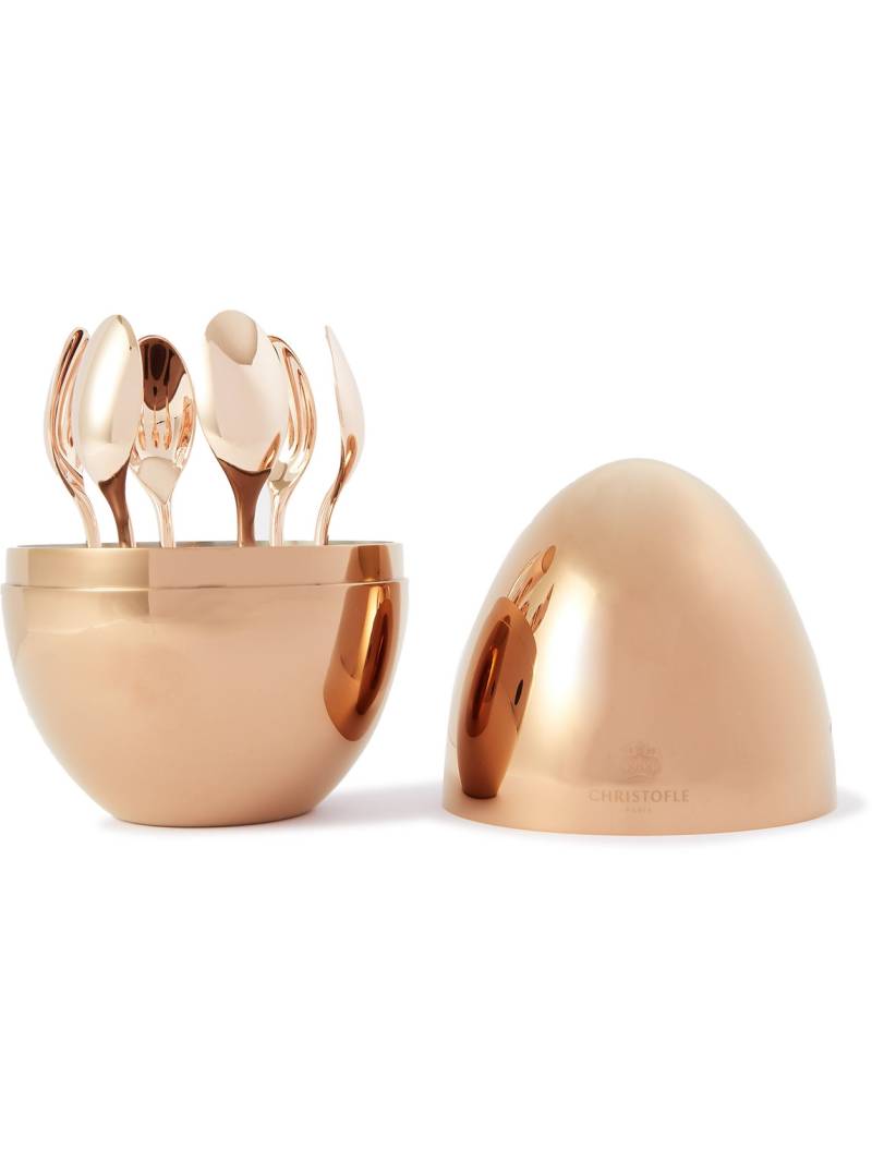Christofle - Set of Six Pink Gold-Plated Espresso Spoons with Case - Men - Rose gold von Christofle