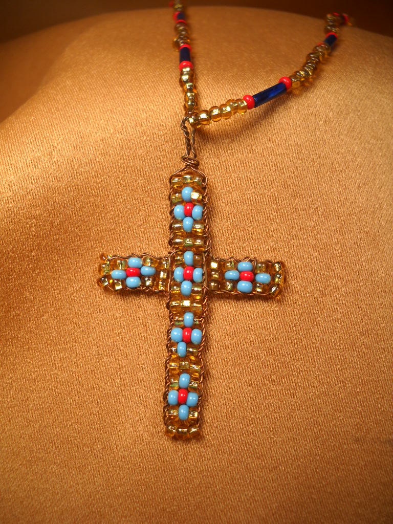 Kreuz Halskette, 23Inch Halskette Aus Perlen Und Kruzifix, Einzigartige Kreuz Roten Blauen Perlen, Unikat Kreuz Halskette, 23Inch Halskette Aus Perlen Und Kruzifix, Einzigartige Kreuz Roten Blauen Perlen, Unikat von ChristophCreations