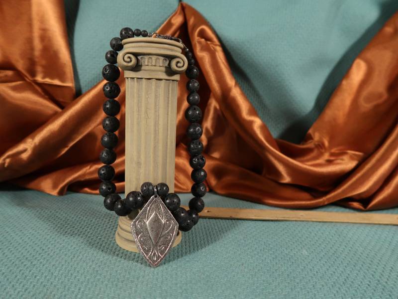 Lava Perlen Nickel Anhänger Halskette, Große Lava Perlen Herren Großer Mit Perlen, Erstarrte Halskette Für Männer Lava Perlen Nickel Anhänger Halskette, Große Lava Perlen Herren Großer Mit Perlen, Erstarrte Halskette Für Männer von ChristophCreations