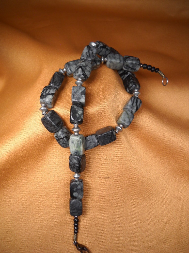 Stein, Handgemachte Halskette, Geformtes Einer Art Halskette Von Wald Jasper, Würfel Perlen Jaspis Rock Star Wie von ChristophCreations