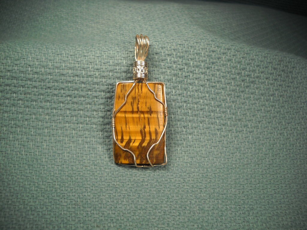 Tiger Eye Anhänger, Draht Gewickelt Tigerauge, Tigerauge Stein Tiger Eye Anhänger, Draht Gewickelt Tigerauge, Tigerauge Stein von ChristophCreations