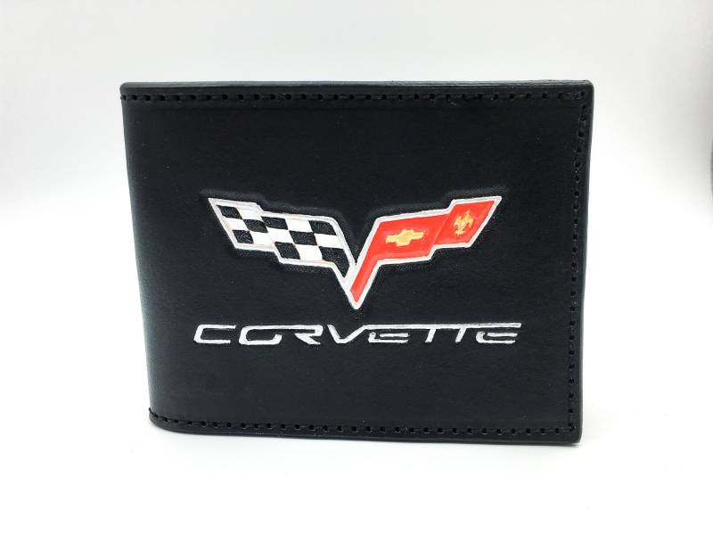 C6 Corvette Design Geldbörse/Hand-Punziertes Emblem Logo Benutzerdefinierte Leder Bifold von ChristophJoseph