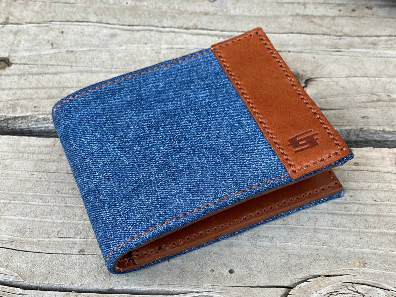 Herren Lässige Jeans/Leder Handgemachte Bi-Fold Portemonnaie Von Christoph Joseph von ChristophJoseph