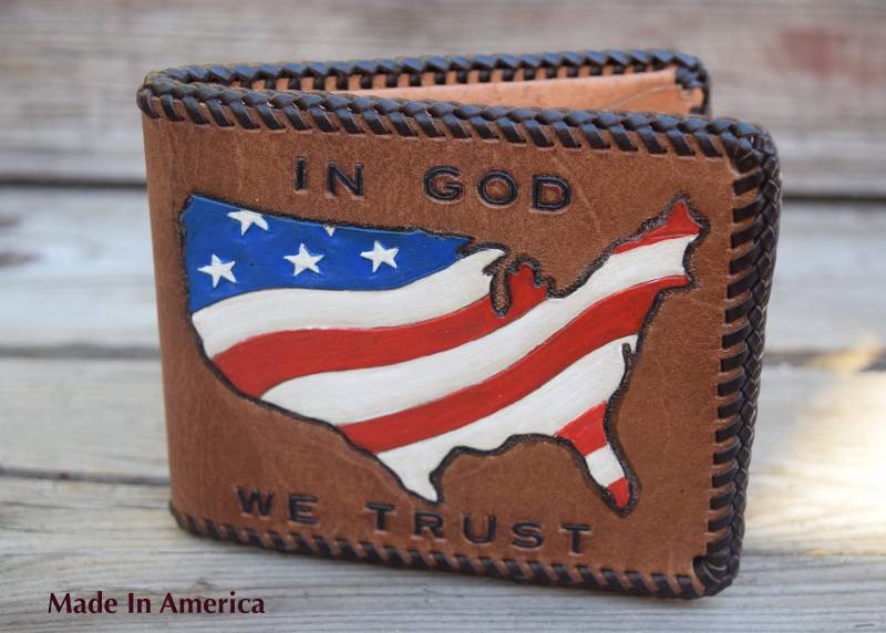 Portemonnaie Aus Leder/Geschnürt Usa Flagge Bunt von ChristophJoseph