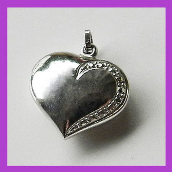 Herz Form Silber Anhänger 925 Platte Mark Mit Zirkon Steinen Vintage von ChristopherAttic