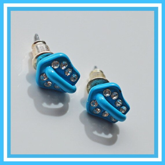 Interessante Ohrringe Zipper Style Earrings Blue Vintage Set Von Stud von ChristopherAttic