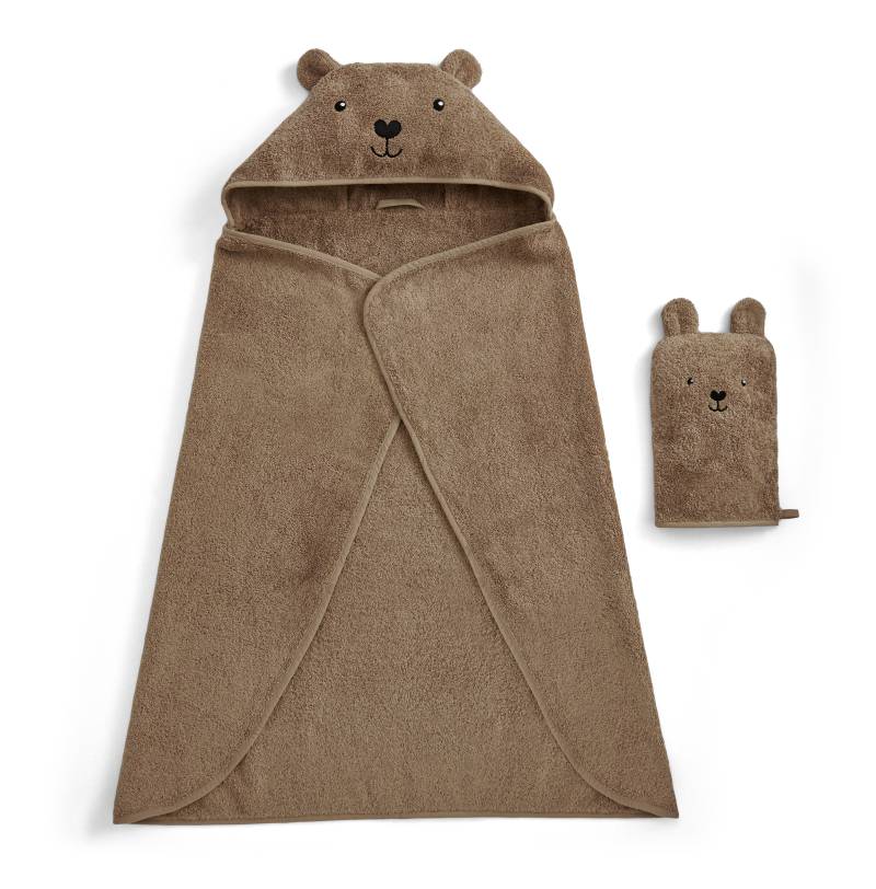 Christy Handtuch Set "Christy Baby Bär" Set 2 Stk. Walkfrottier 1 Kapuzen-Badetuch (95x90 cm) und 1 Waschhandschuh (23x15 cm) von Christy