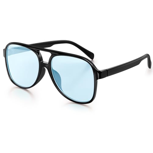 Chritice Sonnenbrille Herren Retro UV 400 Schutz Vintage Sonnenbrille Herren Retro Sonnenbrillen Damen Groß Tinted Sunglasses Men/Women, Sonnenbrillen Männer Vintage Blaue Gläser von Chritice