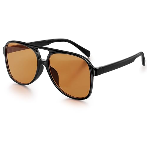 Chritice Sonnenbrille Herren Retro UV 400 Schutz Vintage Sonnenbrille Herren Retro Sonnenbrillen Damen Groß Tinted Sunglasses Men/Women, Sonnenbrillen Männer Vintage Braun Gläser von Chritice