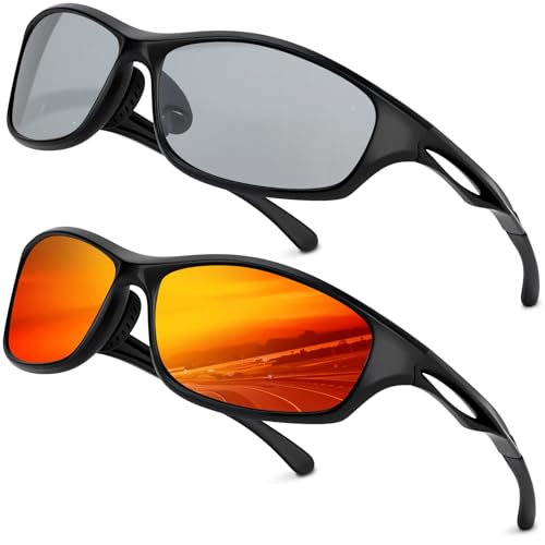2 Sport Sonnenbrille Herren Polarisiert Set Fahrradbrille Herren Sport Sonnenbrille Damen Polarisiert,Ultra Leicht Sportbrille UV400 Schutz Rot, Grau Gläser Geeignet für Outdoor Aktivitäten 2 Sport Sonnenbrille Herren Polarisiert Set Fahrradbrille Herren Sport Sonnenbrille Damen Polarisiert,Ultra Leicht Sportbrille UV400 Schutz Rot, Grau Gläser Geeignet für Outdoor Aktivitäten von Chritice