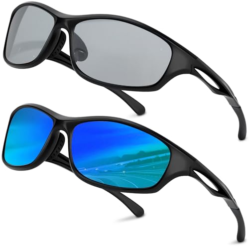 2 Sport Sonnenbrille Herren Polarisiert Set Fahrradbrille Herren Sport Sonnenbrille Damen Polarisiert,Ultra Leicht Sportbrille UV400 Schutz Blau, Grau Gläser Geeignet für Outdoor Aktivitäten 2 Sport Sonnenbrille Herren Polarisiert Set Fahrradbrille Herren Sport Sonnenbrille Damen Polarisiert,Ultra Leicht Sportbrille UV400 Schutz Blau, Grau Gläser Geeignet für Outdoor Aktivitäten von Chritice