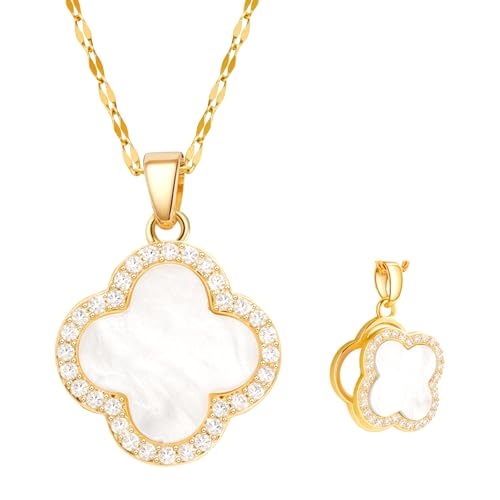 Rotierende Kleeblatt Kette Mit Anhänger Vergoldet Halskette Damen Gold, Halskette Damen Silber 925 Geschenke Für Frauen von Chritice
