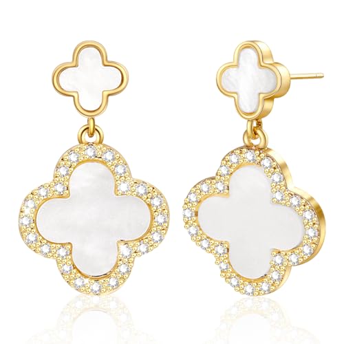 Forever Love Kleeblatt Hängend Ohrringe Damen Goldene Ohrringe Damen Ohrstecker Schwarz Ohrstecker Silber 925 Schwarz Vierblättriges Kleeblatt Dupes Schmuck Geschenk Für Frauen,1.6CM von Chritice