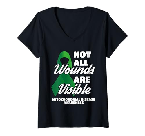 Damen Nicht alle Wunden sind sichtbar Mitochondrienerkrankungen Bewusstsein T-Shirt mit V-Ausschnitt Damen Nicht alle Wunden sind sichtbar Mitochondrienerkrankungen Bewusstsein T-Shirt mit V-Ausschnitt von Chronic Illness Warrior Support Community