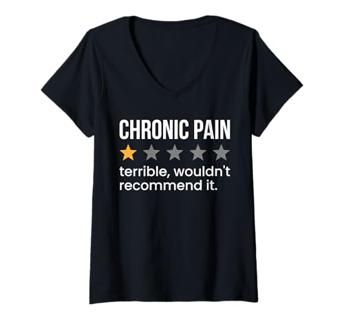 Damen Chronische Schmerzen, Ein-Stern-Bewertung, Bewusstsein für chronische Schmerzen T-Shirt mit V-Ausschnitt von Chronic Pain Warrior Designs for Awareness