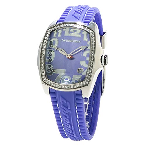 Chronotech Damen Analog Quarz Uhr mit Gummi Armband CT7016LS-12 von Chronotech