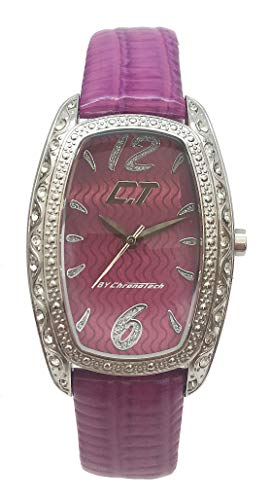 Chronotech Damen Analog Quarz Uhr mit Leder Armband CC7121LS-08 von Chronotech