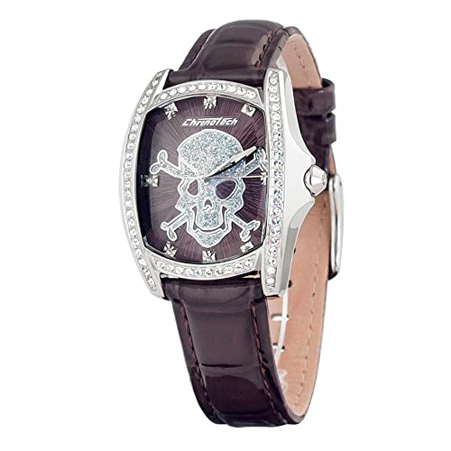 Chronotech Damen Analog Quarz Uhr mit Leder Armband CT.7988LS/70 von Chronotech