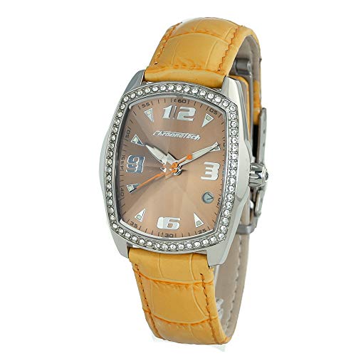Chronotech Damen Analog Quarz Uhr mit Leder Armband CT7504LS-06 von Chronotech