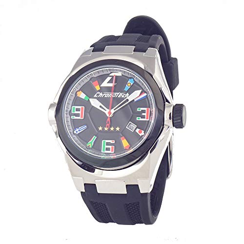 Chronotech Herren Analog Quarz Uhr mit Gummi Armband CT7036M-15 von Chronotech