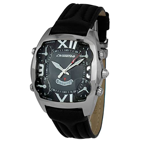 Chronotech Herren Analog Quarz Uhr mit Leder Armband CT7677M-02 von Chronotech