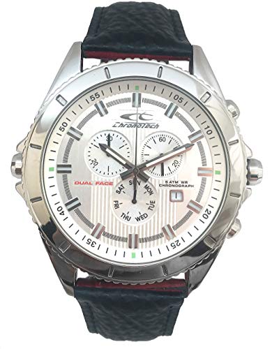 Chronotech Herren Chronograph Quarz Uhr mit Leder Armband CT7636L-02 von Chronotech