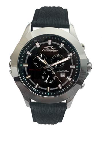 Chronotech Herren Chronograph Quarz Uhr mit Leder Armband CT7636M-01 von Chronotech